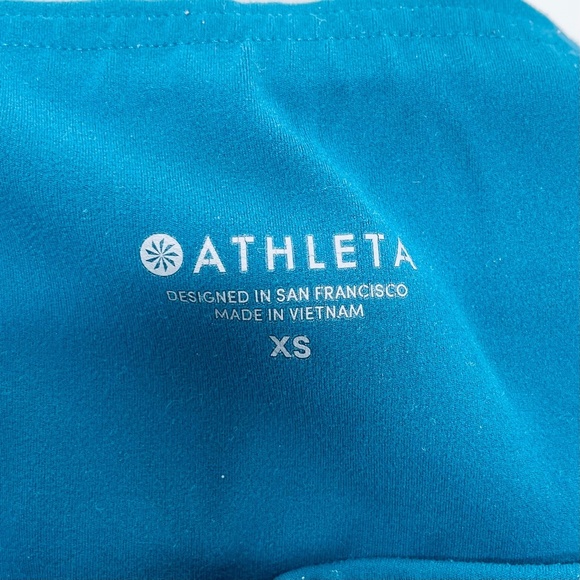 Athleta Leggings XS Womens Salutation Stash Pocket Moto Tight Ribbed Dark Teal - Picture 10 of 10